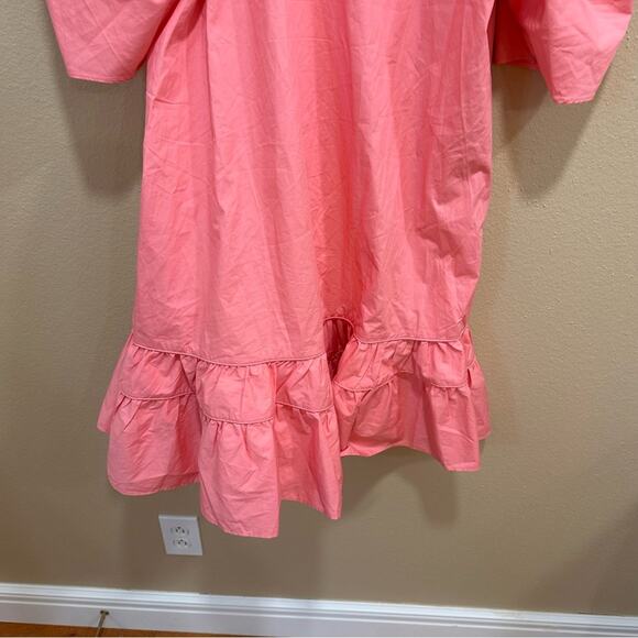 NWT Tuckernuck Karlie Hot Pink Cotton Poplin V Neck Mini Dress Medium - Picture 6 of 14